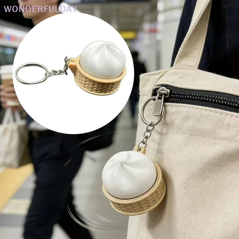 

New Mini Steamed Bun Stress Relief Soft And Slow Rebound Kneading Decompression Bun Clicker Keychain