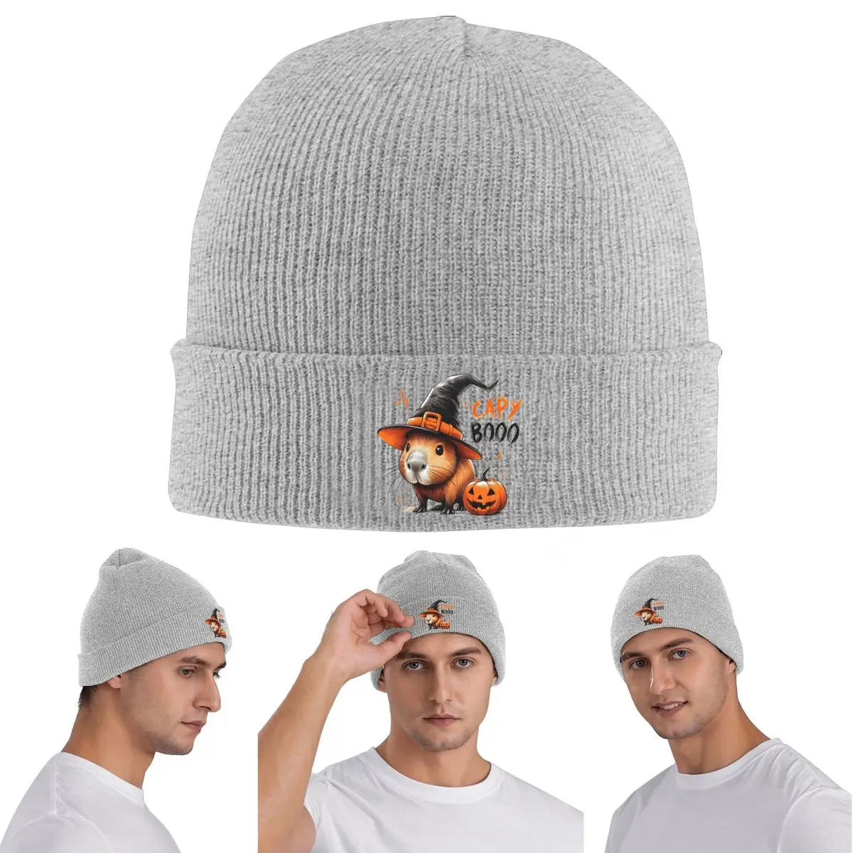 

Капибара Хэллоуин теплая вязаная шапка зимняя вязаная шапка Skullies шапочки хип-хоп шапки для унисекс