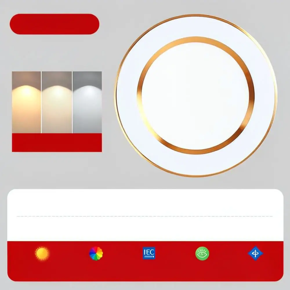 Modern Recessed LED Downlight Round Ceiling Lamp Indoor Lighting Fixture For Living Room Bedroom Office Commercial Space
