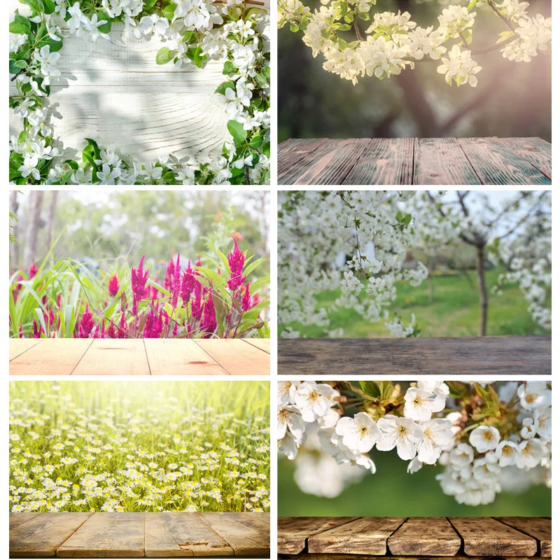 

Vinyl Custom Photography Backdrops Props Flower Wooden Floor Landscape Photo Studio Background 22326 HMB-05