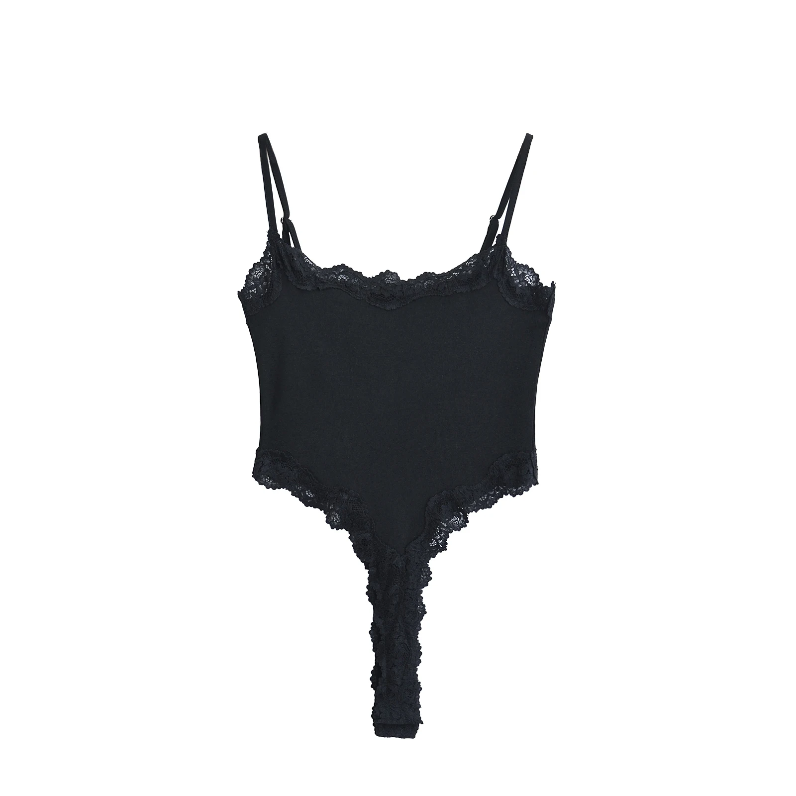Sexy Bodysuit Tops For Women 2025 Summer Y2k Clothes Lace Panel BodySuits Women Solid Color Cami Bodysuit Backless Lace Top Pink image 6