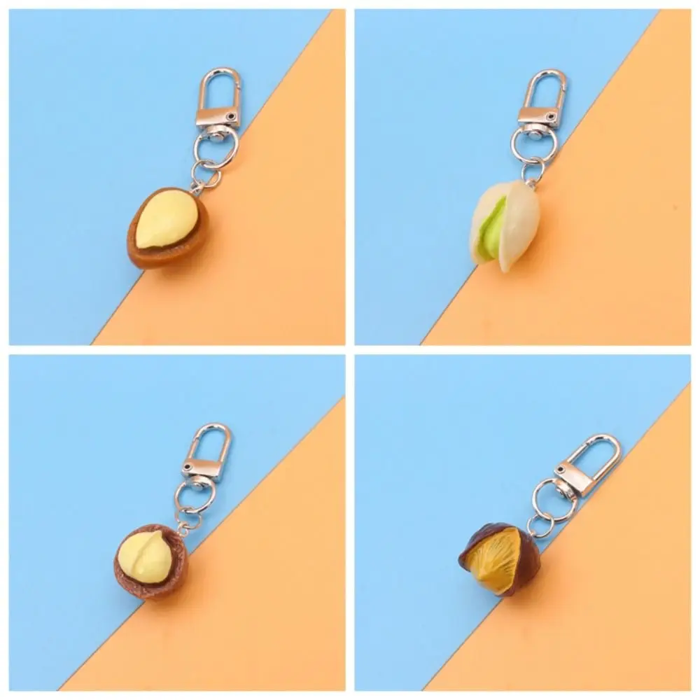 Artificial Nut Food Pistachio Chestnut Almond Chavigni Fruit Key Chain Bag Couple Pendant Gift Simulation Food Toy Keychain