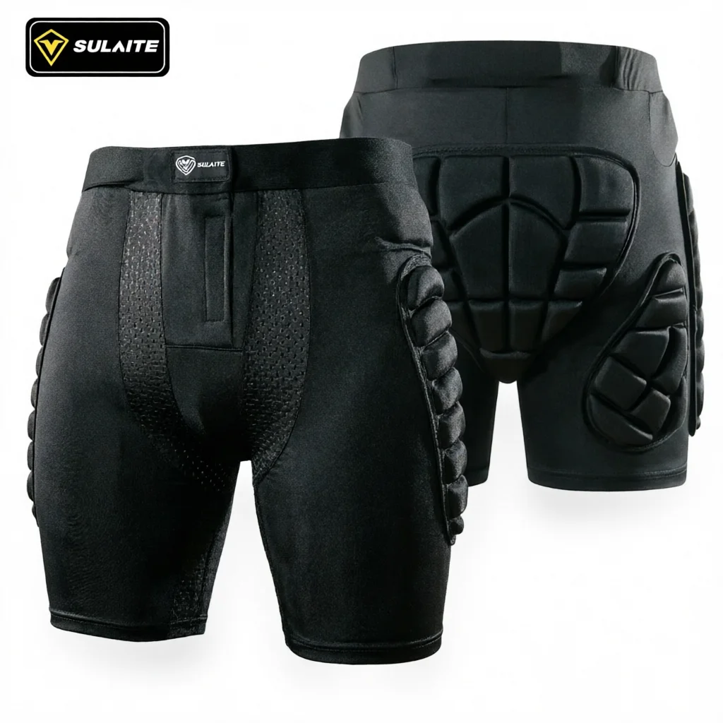 SULAITE Snowboard Hip Protective Padded Shorts EVA Shockproof Breathable Mesh Skate Protective Gear Impact Shorts for Skiing Mot
