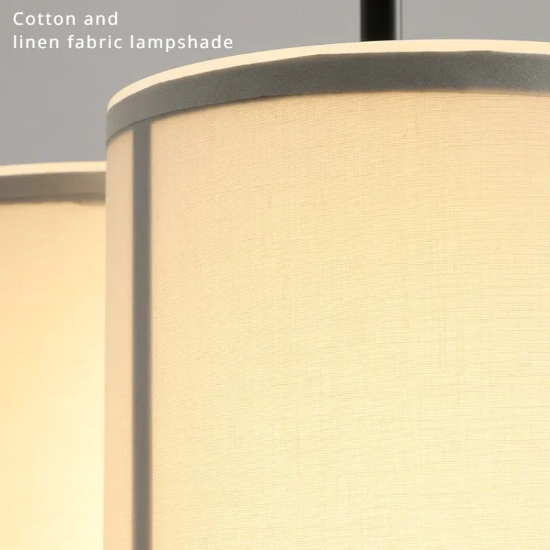 SANDYHA Stylish Retro Japanese Chandelier Pendant Light LED Fabric Lamp for Living Room Bedroom Restaurant Elegant Home Decor