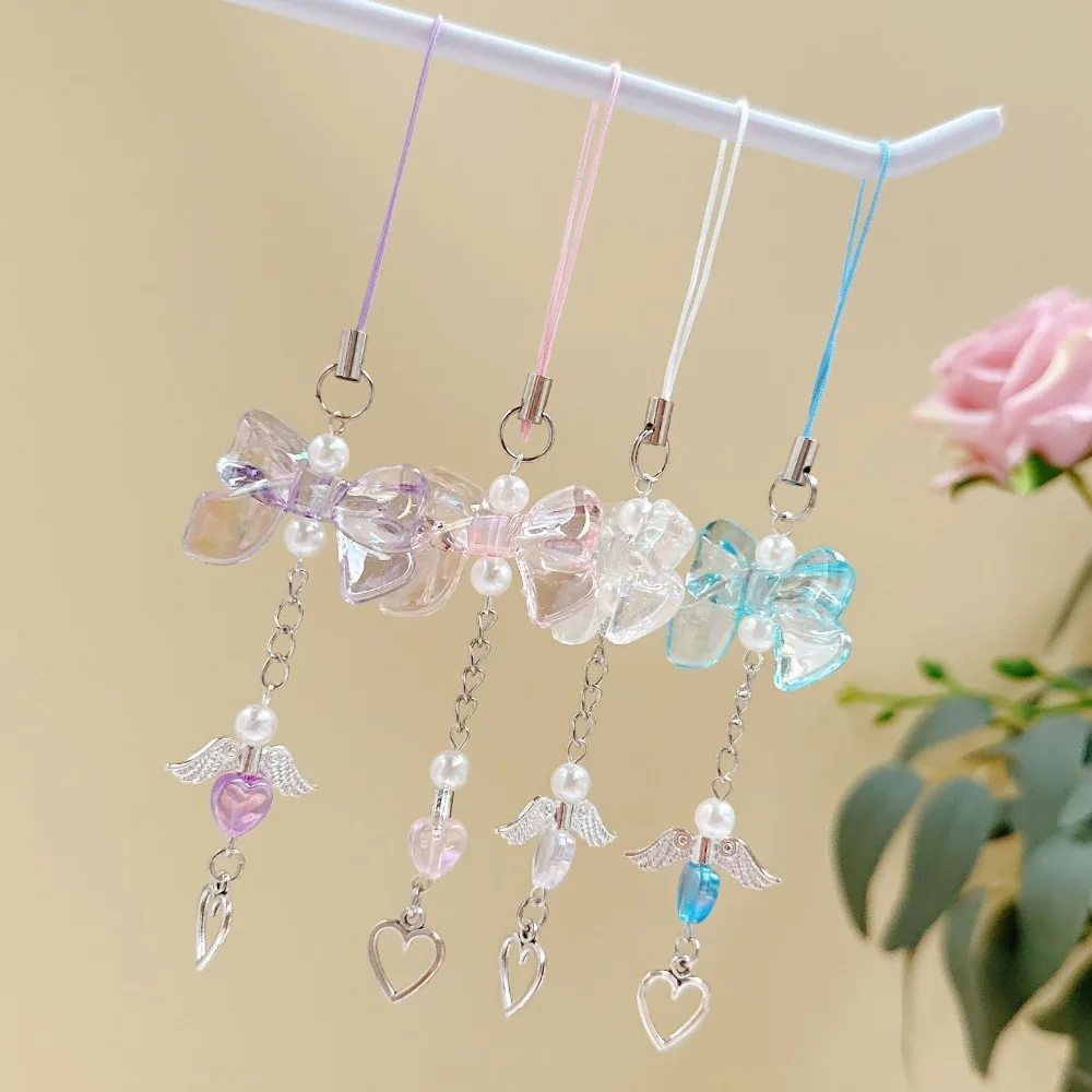 1Pc Phone Charm DYM Phone Chain Trendy Pendant Bow Lanyard Mobile Phone Strap Sweet Girl Key Cord Mobile Lanyard Jewelry Gift