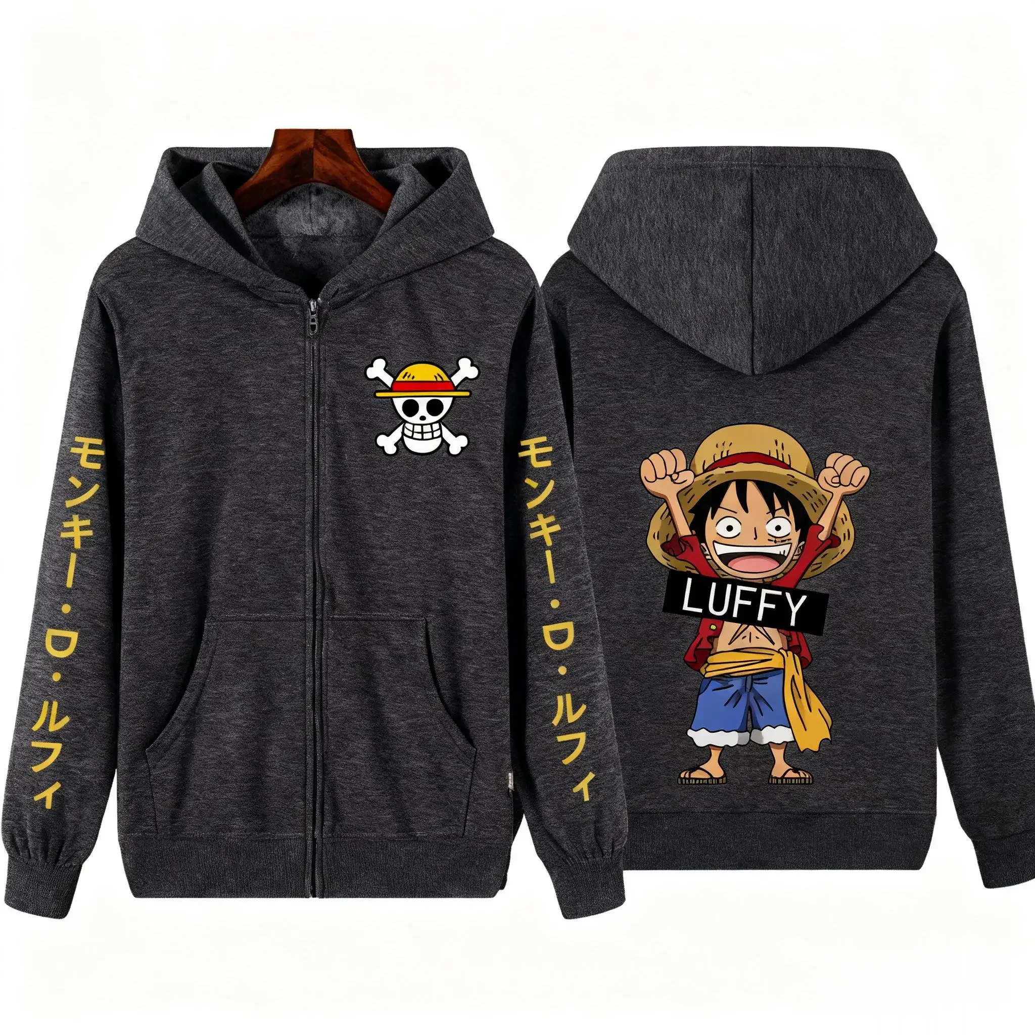 

New Autumn Oversized One Piece Luffy Anime Zipper Hooded Sweatshirt Men Women Streetwear Casual Long Sleeve Pullover Jacket