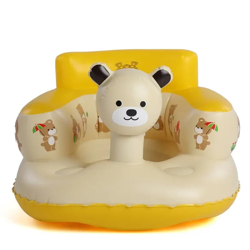 [Funny] Bear Inflatable Baby Chair Bath Room Stools Portable Children Seat Kids Feeding Learn To Sit Play water Games Bath Sofa