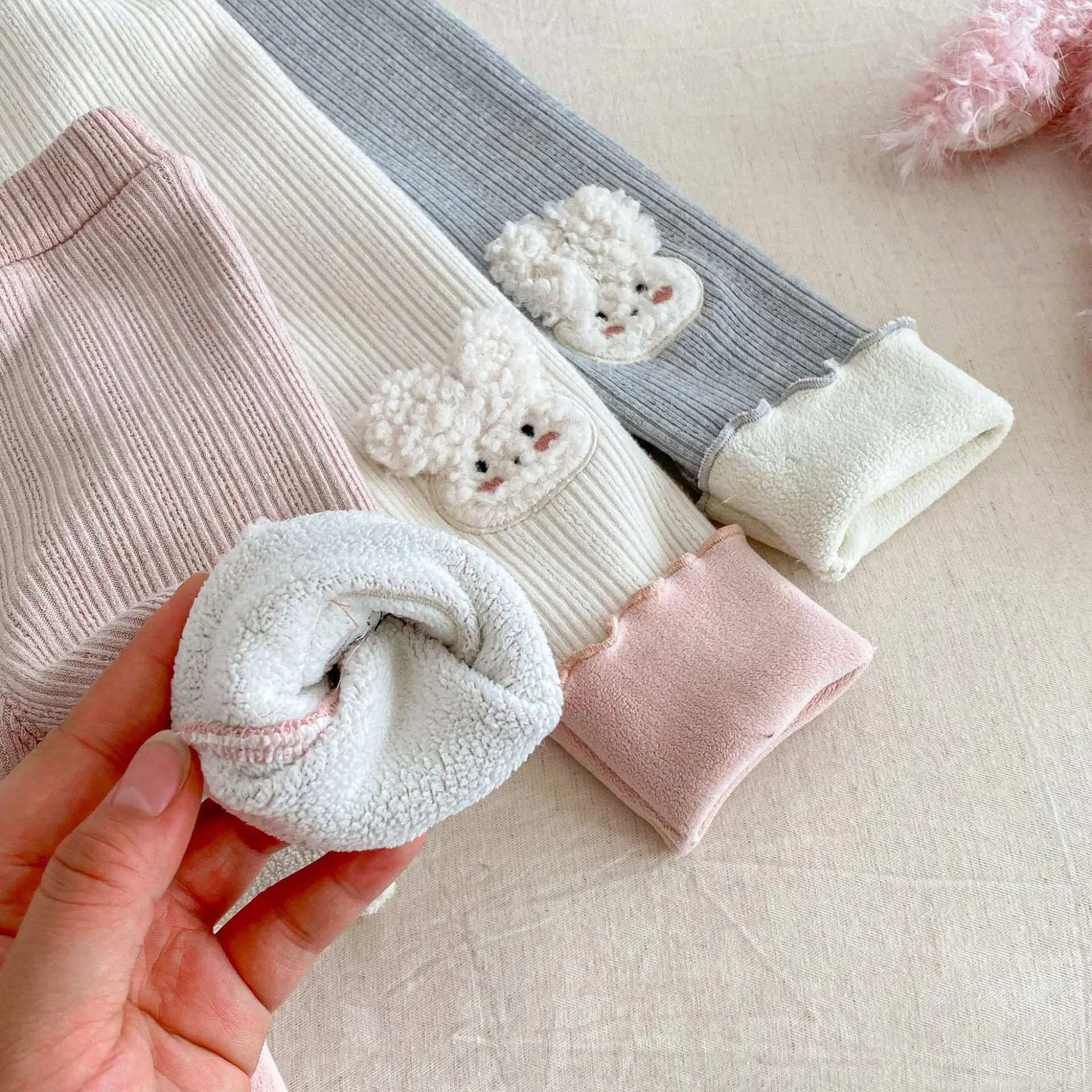 0–5 Jahre Kinder-Mädchen-Leggings, Kleidung, 2026, Frühling, mit Fleece gefüttert, niedliches Kaninchen, bestickt, warme lange Hose, weiche, dehnbare Hose – Detail 20