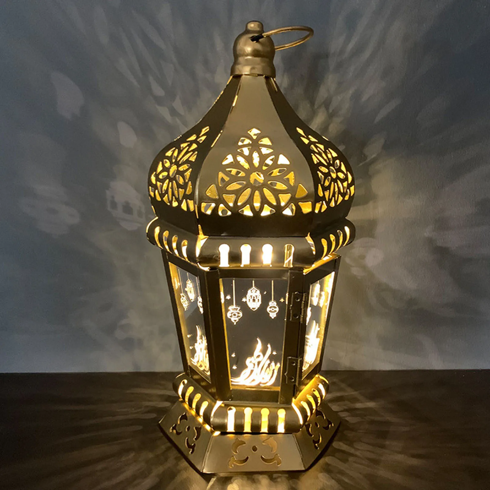 

Ramadan Light Decorative Lights Iron PVC Gifts 13x13x28cm Hanging Ornaments Home Eid Decorations LED Lantern