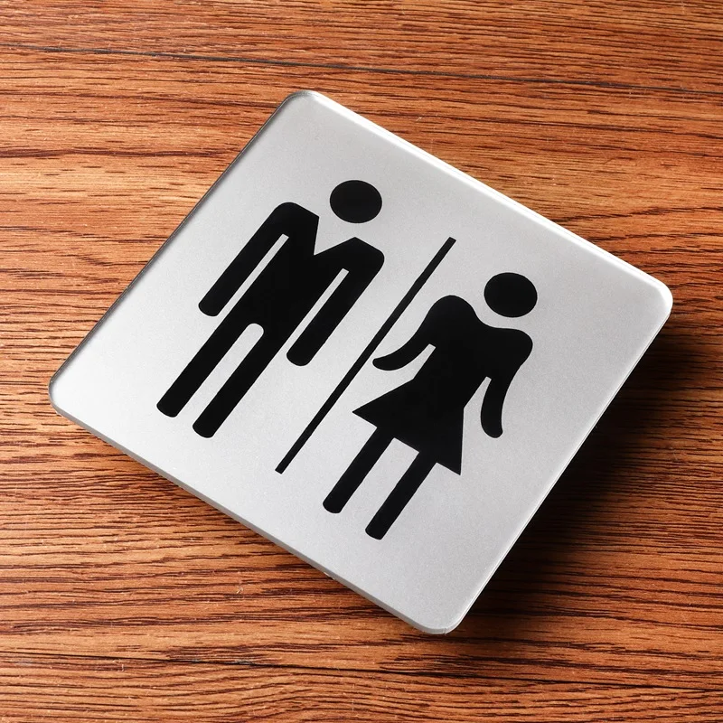 Restroom Signage Men and Women Toilet Signage WC Be Careful of Slippery Bathroom Squatting Toilet Sitting Prompt Signage