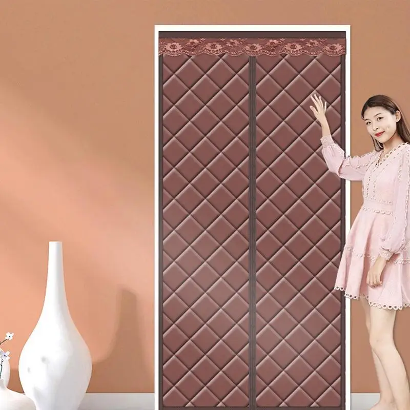 Cortinas de puerta con aislamiento térmico, apertura central, autocierre, manos libres, Invierno