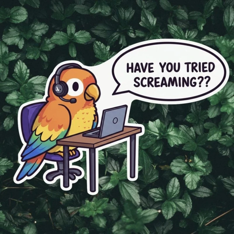 Funny Screaming Parrot Tech Support Terrier Sticker - Compatible Linux/Virus/SPF Sticker - Anti-scratch, Suitable for Teens