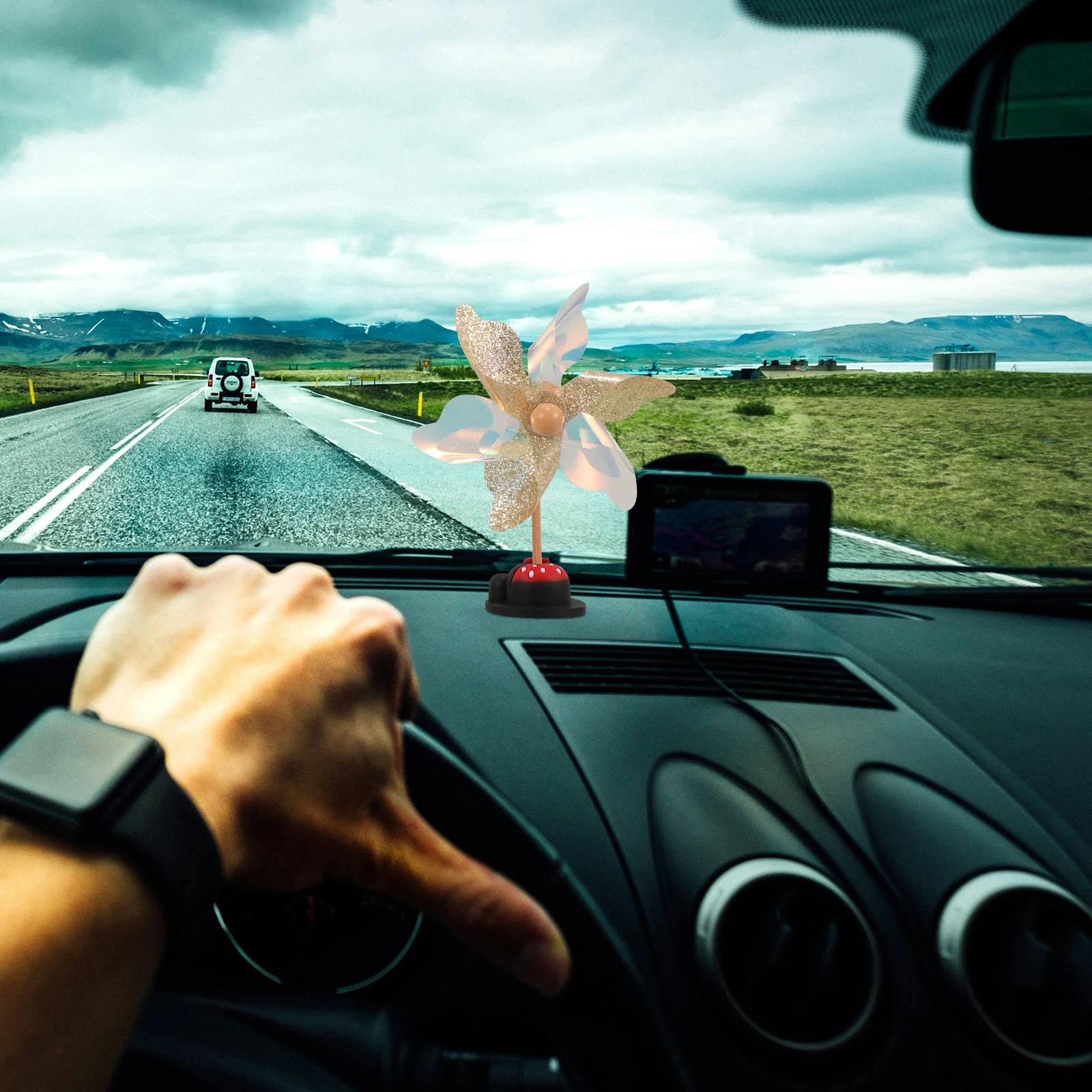 

4 Pcs Windmill Decorations Car Dashboard Cute Plastic Ornaments Interior Accessories