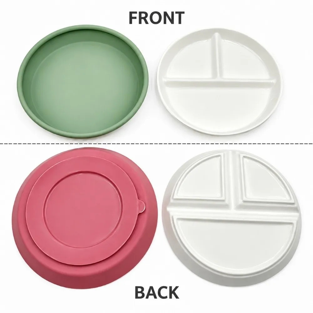 Ceramic Baby Feeding Bowl Divided Into Compartments with Silicone Suction Cup Baby Tableware Anti Scald Anti Drop Baby Dish