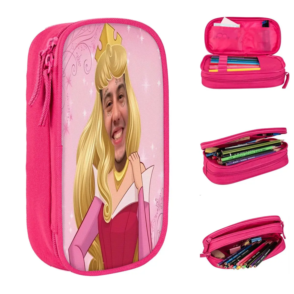 Duki مضحك ملصق عذراء مقلمة حقيبة القلم الفتيات الفتيان سعة كبيرة الطلاب الهدايا المدرسية قلم رصاص الحقيبة