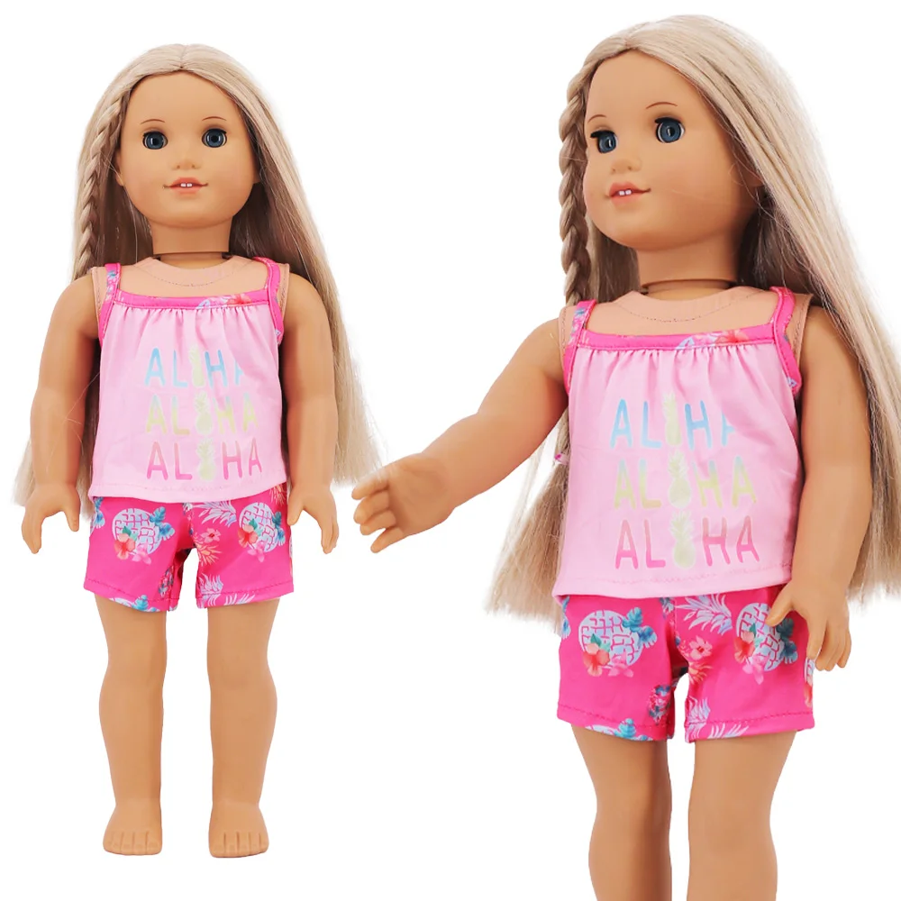 Doll Clothes Summer Short Sleeve for 18inch Girl's American & 43 Cm Baby Reborn Doll,Our Generation Accessories Hat  T-shirt Toy