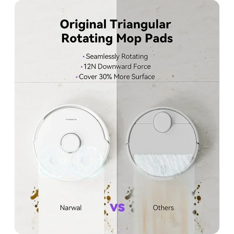 QWNarwal Freo Robot Vacuum and Mop Comb,Washing & Drying,Dirt Sense Ultra Clean,Auto Add Cleaner,LCD Display,Smart Swing,