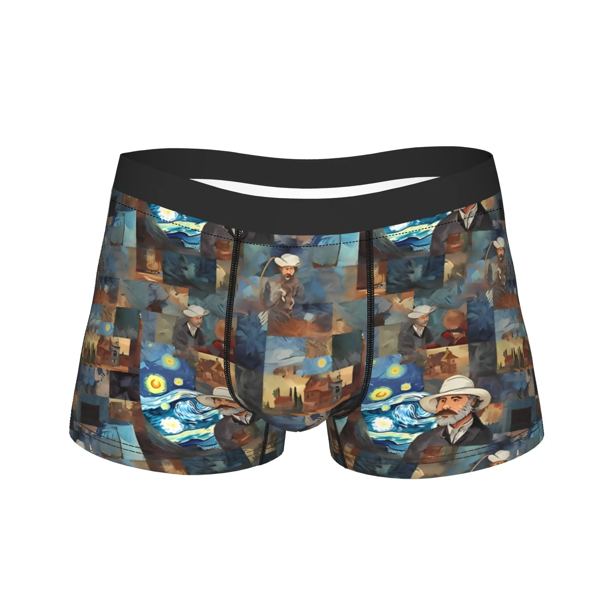 

Мужские трусы-боксеры с принтом картин Ван Гога, дышащие, на заказ, больших размеров