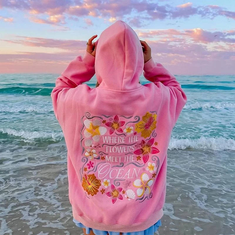 

Женская толстовка-худи оверсайз из хлопка с вышитым логотипом и буквенным принтом, устойчивая к усадке