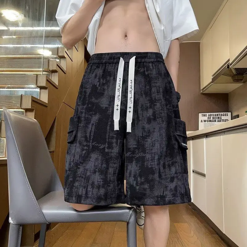 Men’s Tie Dye Cargo Shorts Loose Fit Straight Leg Casual Streetwear Utility Summer Shorts Sportswear
