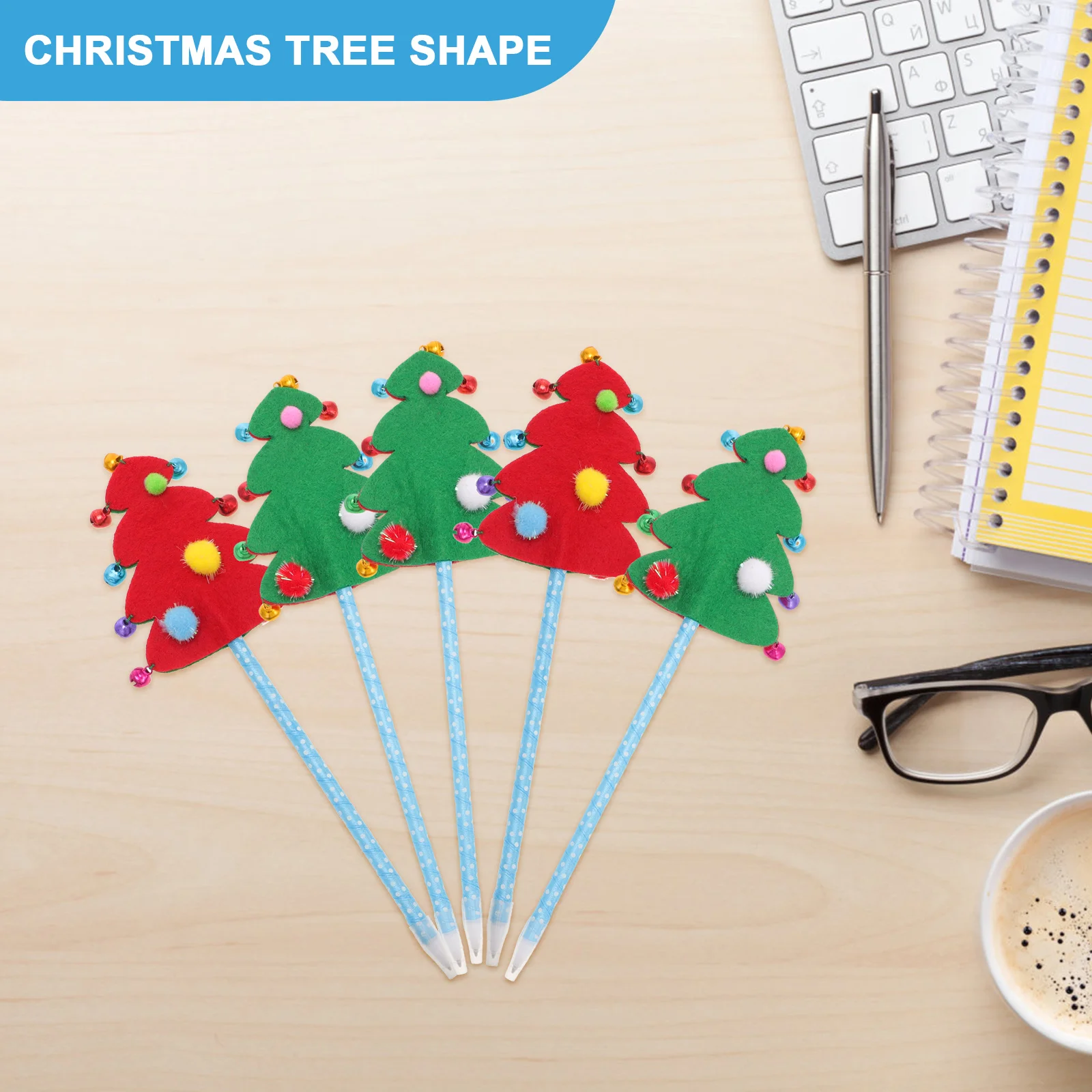 5 قطعة أقلام على شكل شجرة عيد الميلاد مجموعة كتابة ممتعة تدفق الحبر السلس اللوازم المدرسية القرطاسية الإبداعية لقضاء عطلة #4