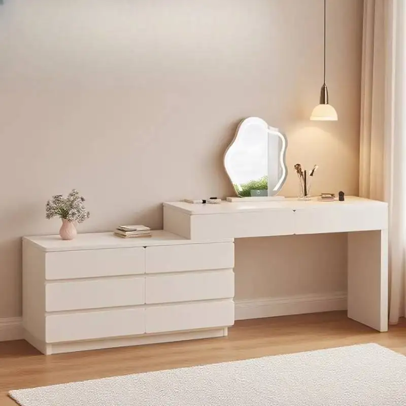 

Storage Space Makeup Dressers Stool Nightstand Room Stuff Mirror Dressing Table Drawers Compact Cajoneras Para Ropa Furnitures