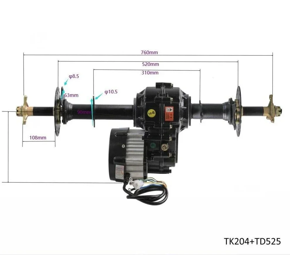 30'' Axle Kit+48V 1000W brushless DC differential motor +Rear Wheel Track Snow Sand Snowmobil ATV UTV Buggy Go Kart