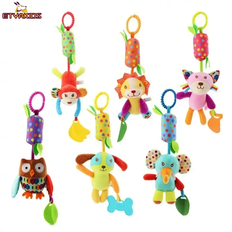 New Baby Rattles Mobiles Cartoon Animal Infant Toddler Toys Stroller Bed Hanging Crib Hanging Bell Toys for 0-12 Months