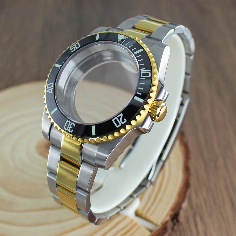 Корпус часов NH35 40 мм, браслет SUB, керамический безель, светящаяся вставка для Seiko NH35 NH36 NH38 8215 2824 PT5000, сапфир, серебро, золото