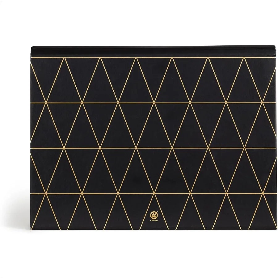 Cartella portadocumenti espandibile con 13 tasche per ufficio, hardware geometrico in ottone nero e oro certificato FSC