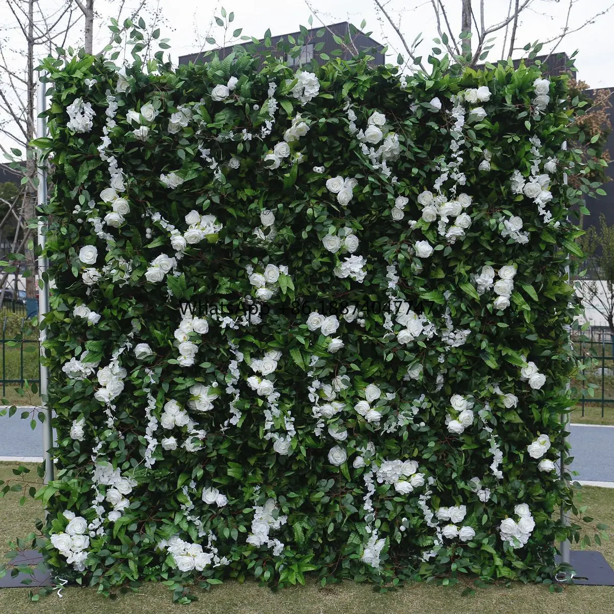 

4ft x 8ft white rose artificial f flower wall backdrop wedding event decoration