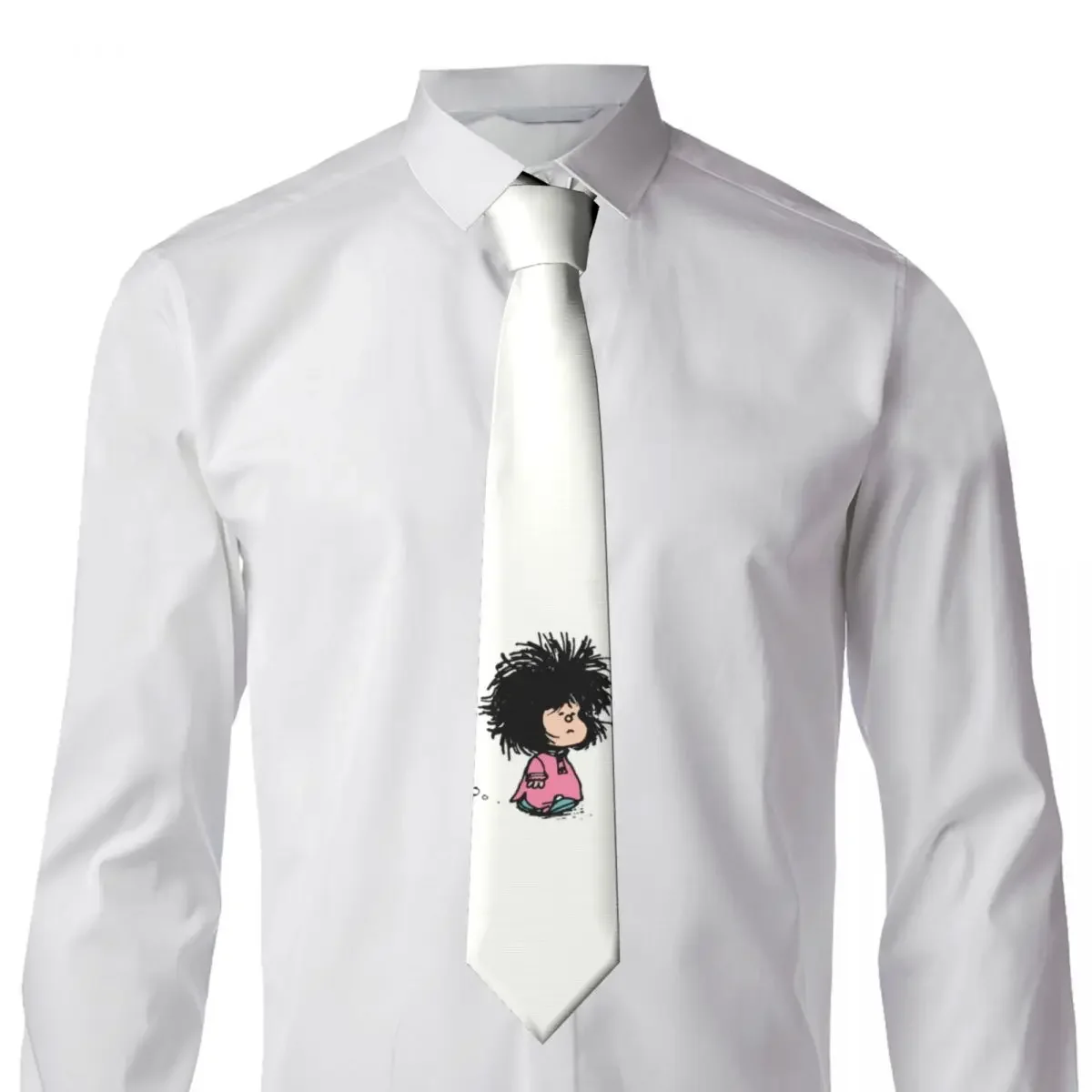 Humor Manga Mafalda Neckties Mens Customized Silk Quino Argentina Cartoon Neck Tie for Office