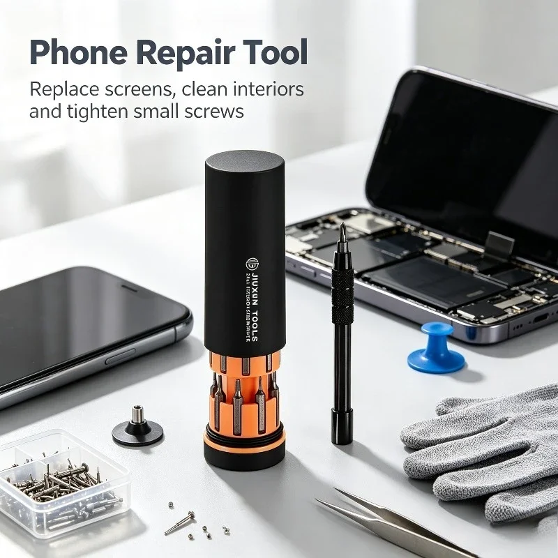 JIUXUN 18 in 1 Screwdriver Set Hidden Storage Multifunctional Replaceable Screwdriver Portable Home Maintenance Hand Tool