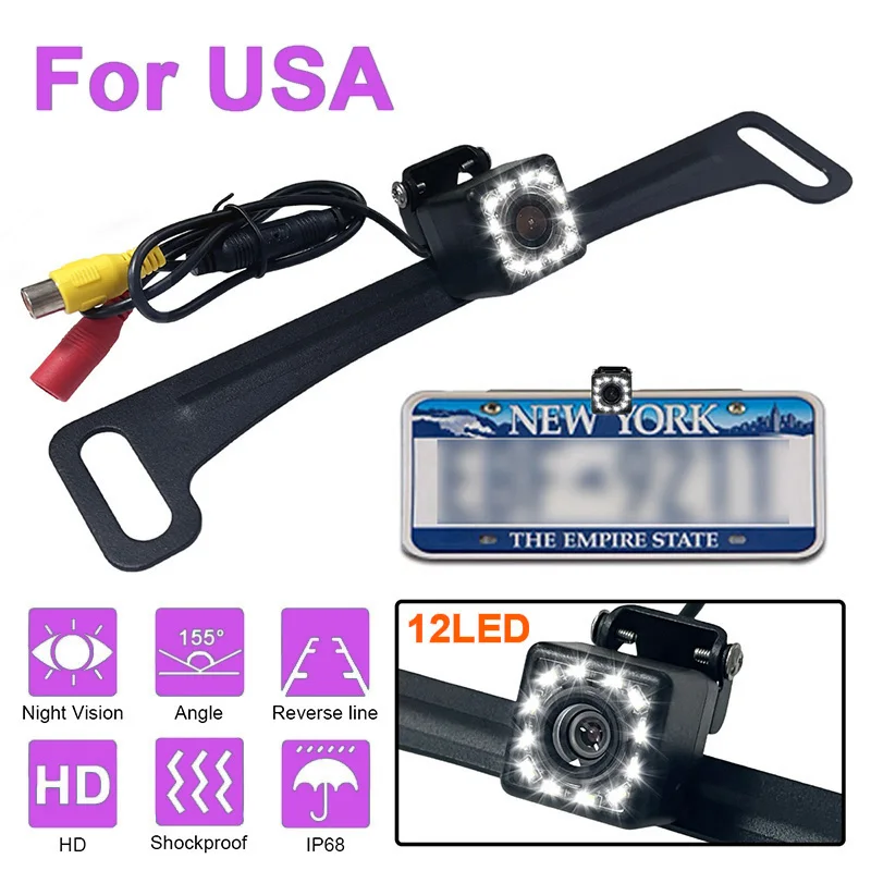 

Car Rear View Camera Vehicle Parking Reverse Camera Waterproof Night Vision For US License Plates Backup Assistance Camera