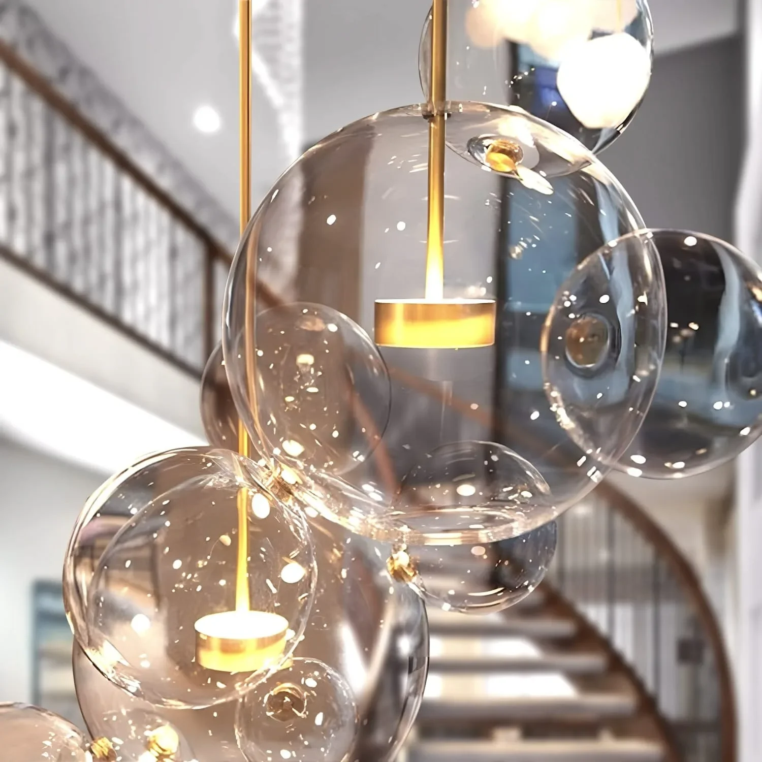 Italian Design Soap Bubbles Pendant Light Post Modern LED Chandeliers Glass Ball Hanging Lamp for Living Room BedRoom Creative