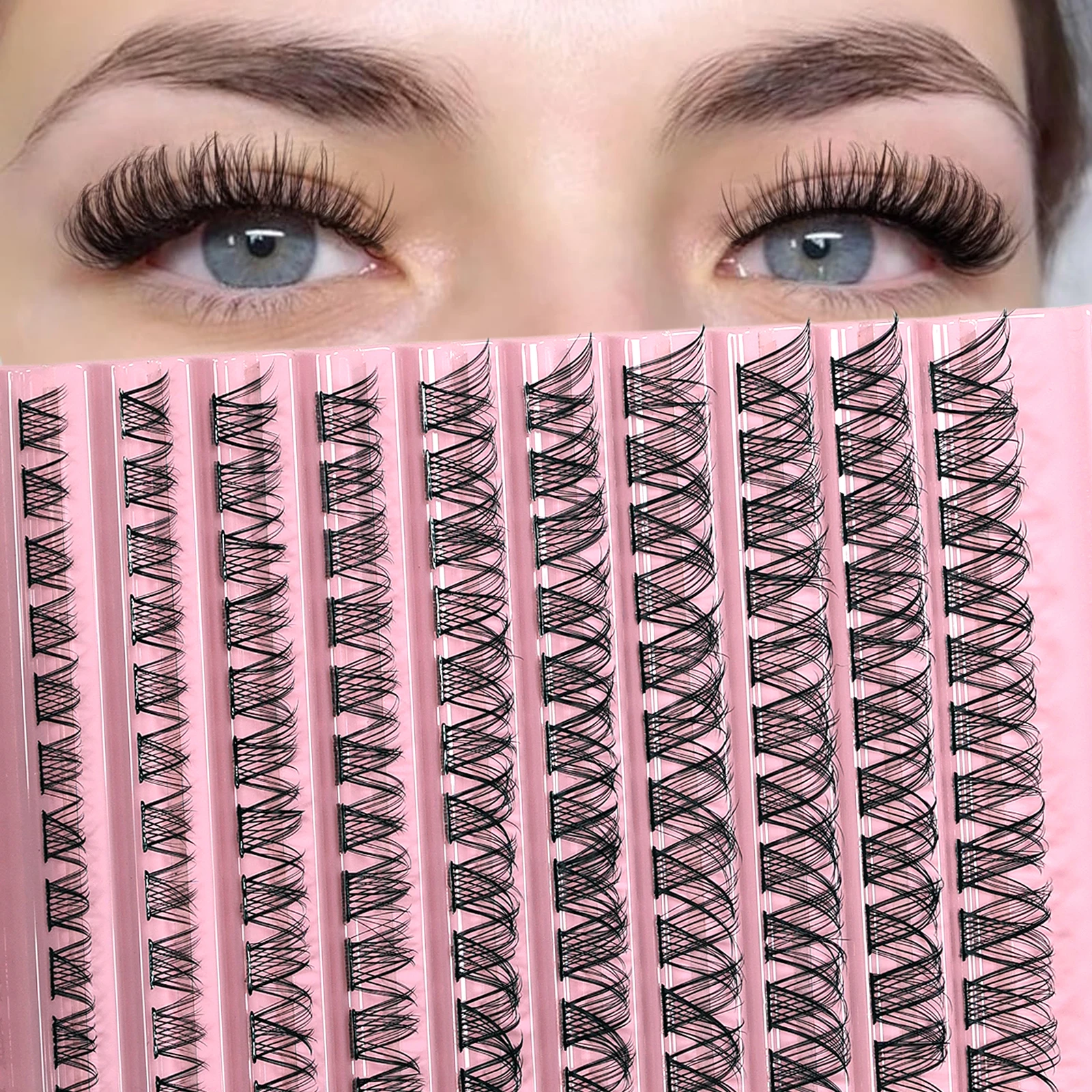110Pcs Cluster Eyelash Extensions DIY Kit D Curl Fluffy Hybrid Lashes Natural Full Volume At Home Lash