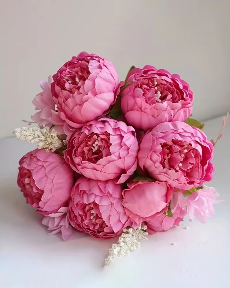 2025 Latest Artificial Peonies Flowers Faux Peony Bouquet Outdoor Flower Arrangement Wedding Table Centerpiece Decorations