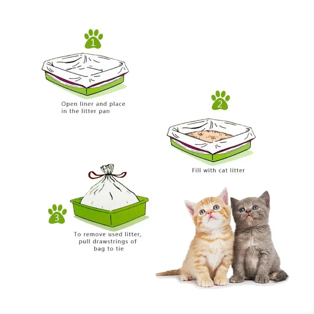 Pet Cat Litter Bag Cats Litter Box Mat Duty Drawstring Cat Litter Pan Bags Kitten Cleaning Supplies for Storage Cat Sand