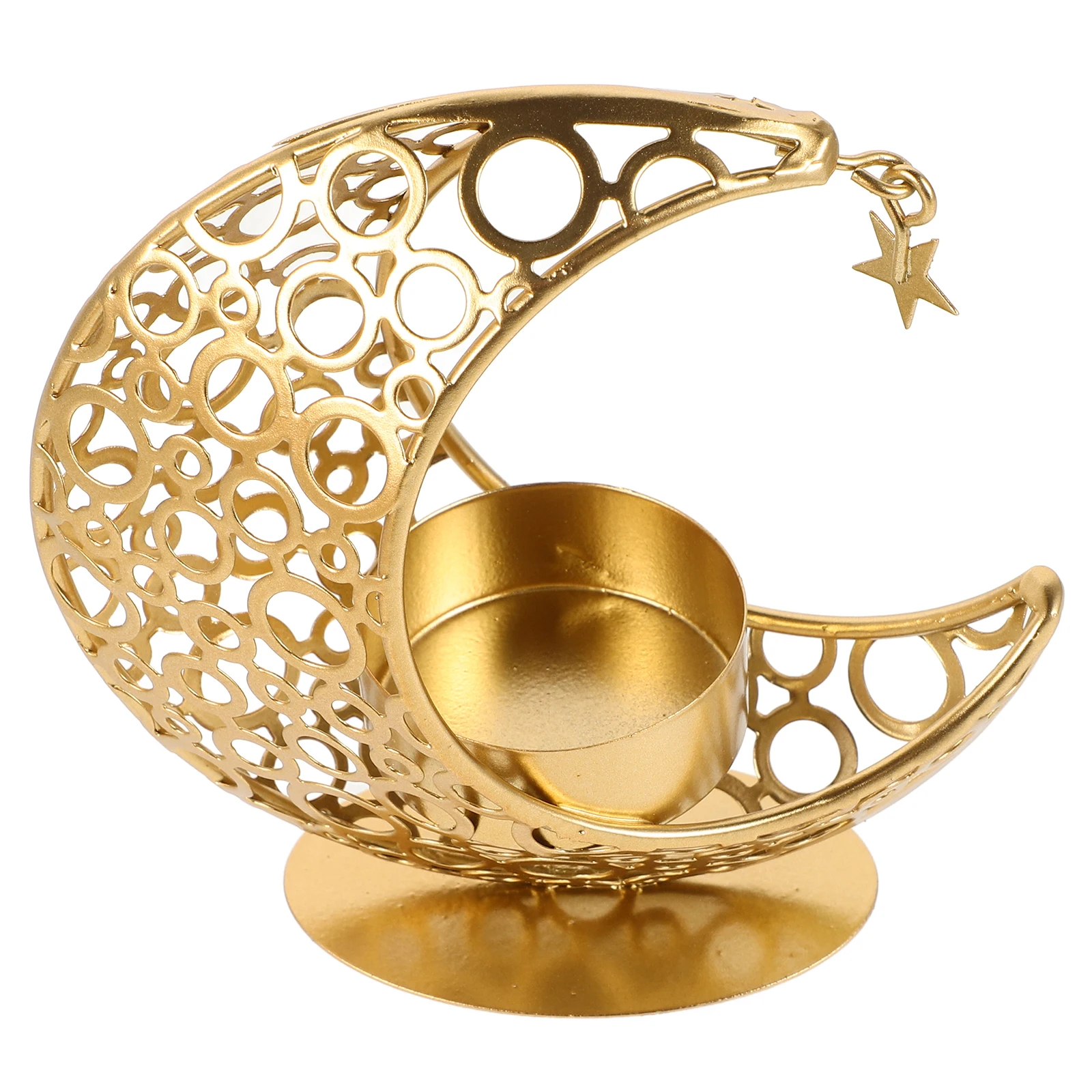 

Iron Moon Candlestick Metal Holders Decorative Shaped Hook Dining Table Decoration Golden