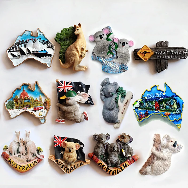 World Travel Souvenirs Australia Koala Bear Hold Twig Koala Resin Refrigerator Sticker Birthday Gift