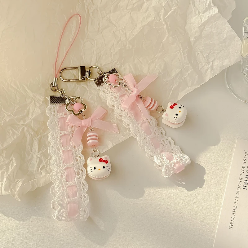 Kawaii Pink Hello Kitty Keychain Harajuku Girl Bag Mobile Phone Pendant Charm Birthday Gift CCD Camera Pendant Accessories