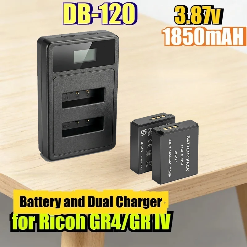 

Литиевая батарея DB-120 1850 мАч 3.87В и двойное зарядное устройство для Ricoh GR4/GR IV: быстрая зарядка, защита от перезаряда