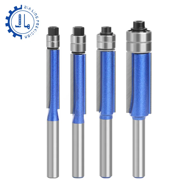 Juego de fresas de carburo de tungsteno para madera, brocas de enrutador CNC con rodamiento 1/4, 6mm, embellecedor al ras, rodamiento de brocas de enrutador