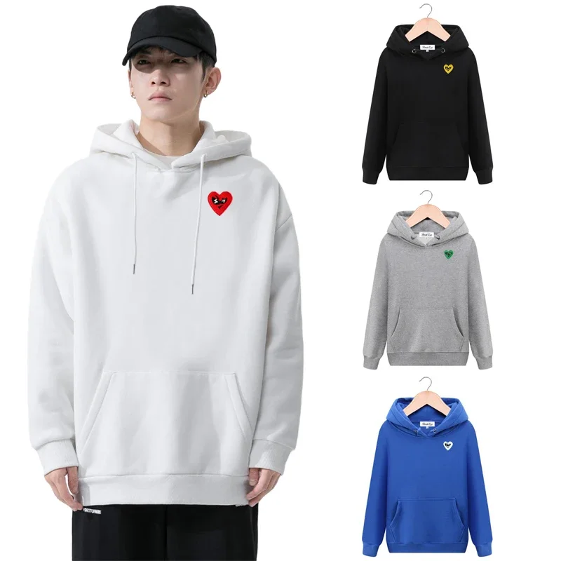 Break Egg Men Hoodie Cool Cute Glasses Heart Embroidery Cotton Pullover Pockets Fleece Loose Autumn Casual Sweater