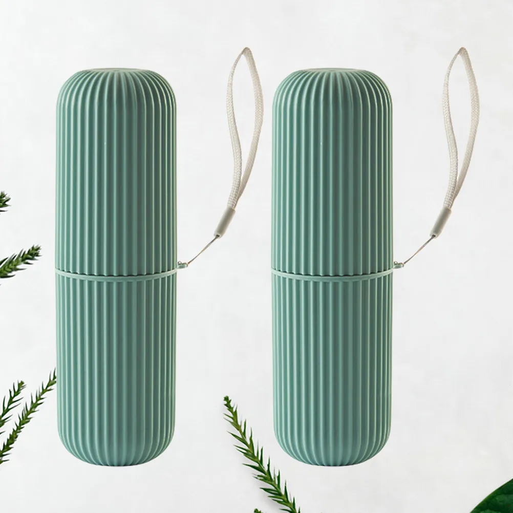 2Pcs Toothpaste Brush Container Multifunction Storage Box Good Sealing Easy Open Close for Small Cosmetics Jewelry Daily