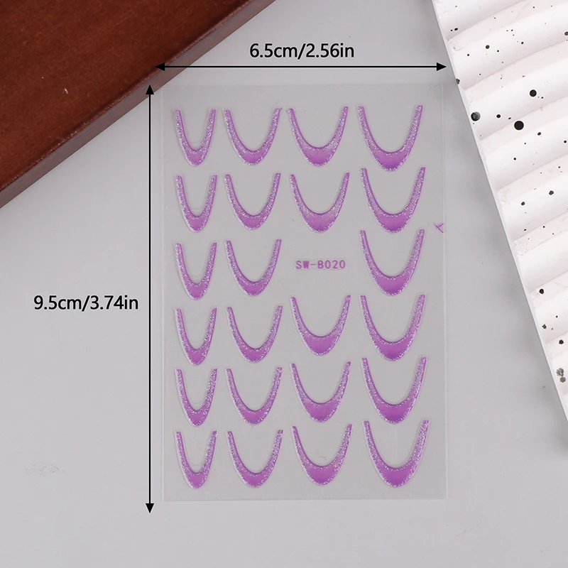 Autocollants 3D pour Ongles à la Française Ligne Dégradée, Accessoire de Manucure Adhésif à Rayures Rouges