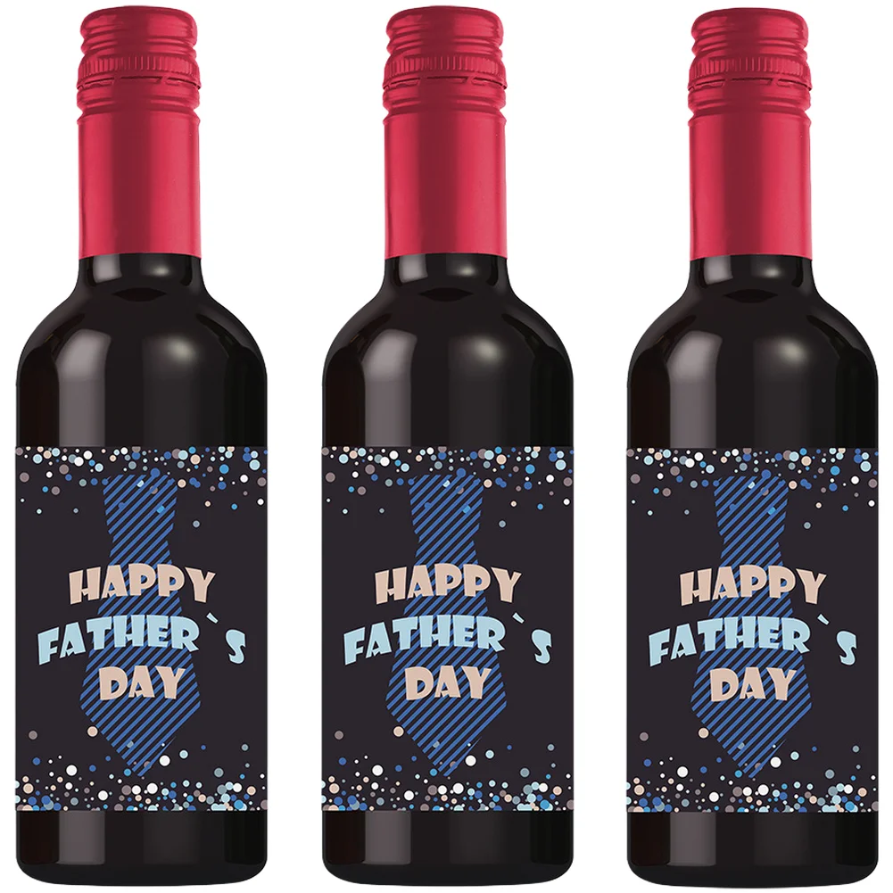 Fathers Day Sticker Pack 24 Waterproof Labels for Wine Bottles 10 cm x 12.7 cm Plastic Material Easy Application
