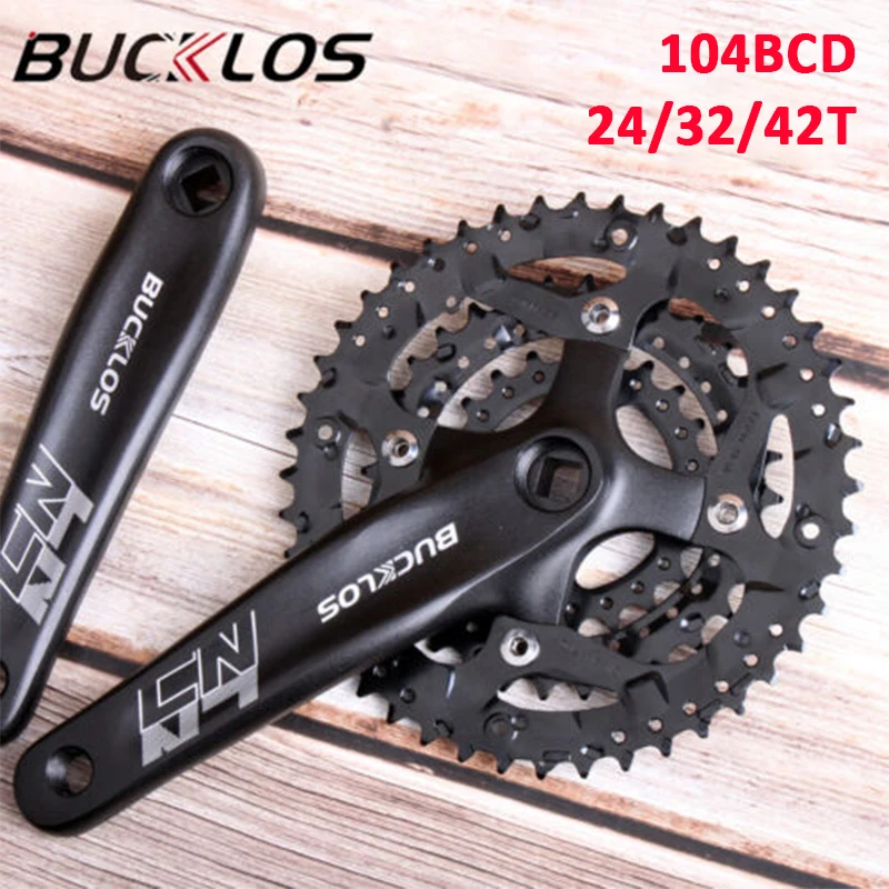 BUCKLOS 104BCD Mountain Bike Crankset 170mm Crank MTB Chainring 24 32T 42T Triple Speed Chainwheel 3x10 Bicycle Sprocket