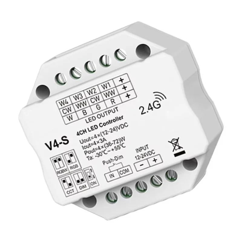 t21c-v4-s-controller-led-rgb-rgbw-a-4-canali-con-telecomando-rf-24g-e-funzione-di-dimmerazione-4-in-1