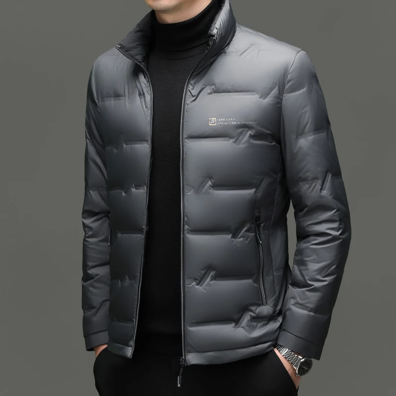 Jaket Musim Dingin 2026 Merek Mewah Ringan Mantel Pria 90% Lapisan Bulu Bebek Putih Jaket Olahraga Santai Luar Ruangan Pria